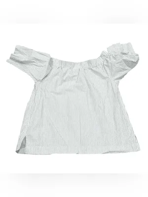 Madewell Coastal Nostalgia Summer Vac Blue Striped Off Shoulder 3/4 Sleeve Top S thumbnail 6