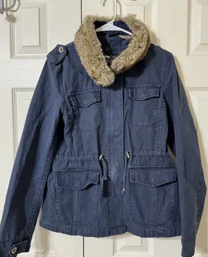 VTG Y2K Levi’s Denim‎ Jacket Collar Button Zip Pocket Blue Dark Women - Size M thumbnail 1