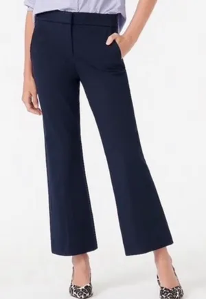 J CREW Hayden Kickout Crop Pant In Stretch Linen Navy Blue‎ Sie 8P thumbnail 1