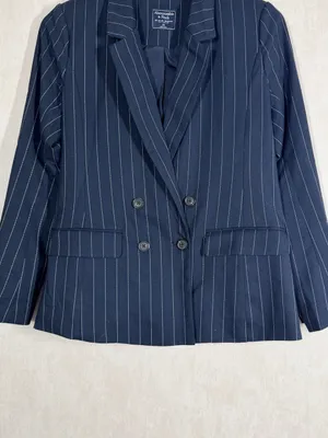Abercrombie & Fitch Women’s Navy Pinestripe Double Breasted Blazer Classic XS thumbnail 3