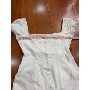 Princess Polly Mini Dress Womens White Cotton Linen Puff Sleeve Button Up Size 2 thumbnail 5