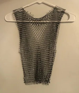 Nasty Gal Diamante Fishnet Crop Top thumbnail 2