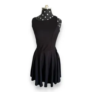 asos Womens Dress Sz 4 Black Skater Deep V Back‎ Knit Solid Short Mini thumbnail 4