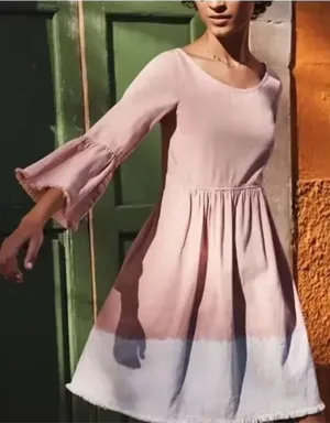 Anthropologie Holding Horses Lilibet‎ Dip Dye Dress Peach Pink Western US Size 2 thumbnail 1