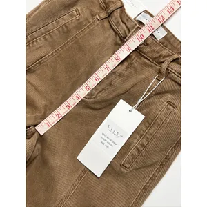 RISEN Cocoa Brown Cargo Pants Women's Size 3/26 High Rise Wide Leg Jeans thumbnail 7