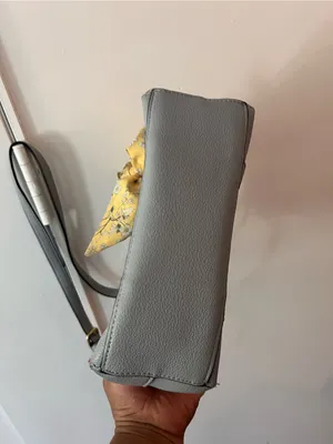 Steve Madden Grey Satchel with Yellow Scarf Accent thumbnail 4