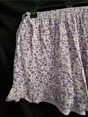 Pink Lily Lavender Floral Wrap Skirt Shorts MD thumbnail 6