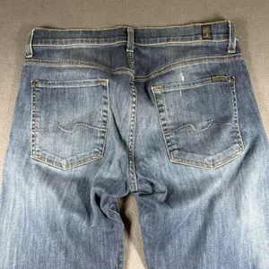7 For All Mankind Standard Jeans Womens 31 Blue Straight Denim Stretch Raw Hem thumbnail 11