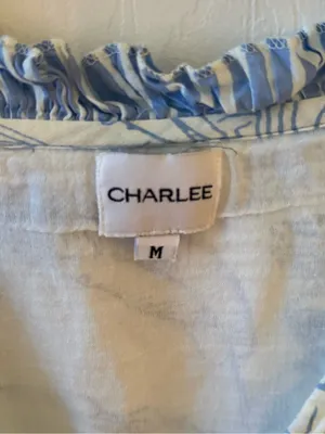 Charlee Toile Print Short Sleeve Dress in Blue and White thumbnail 4
