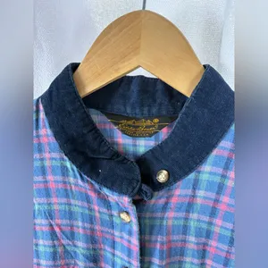 Eddie Bauer Vintage‎ Maxi Shirt Dress Plaid 100% Cotton Long Sleeve Prairie 90’s thumbnail 2