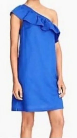 J. Crew One Shoulder Blue Dress NEW thumbnail 1