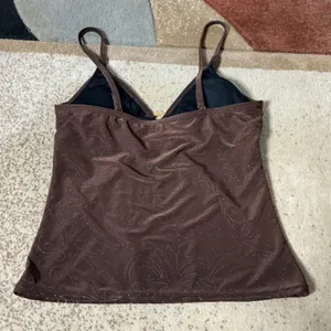 Ocean Dream Glitter Swirl Tankini Swim Top Womens 8 Brown Gold Ring Adjustable thumbnail 8