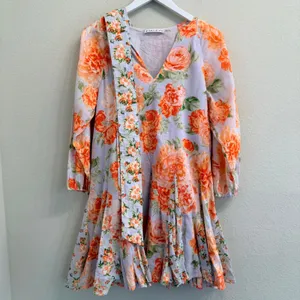 Alice + Olivia PALI Floral Mini Dress Cotton V-Neck Mix Print Size 2 thumbnail 9