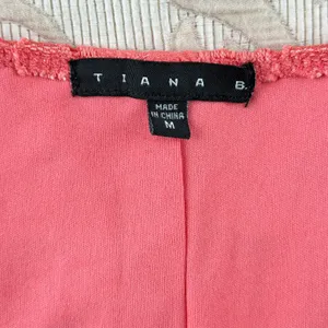 Tiana B Women's Coral Pink Floral Lace Cap Sleeve Sheath Dress Size M thumbnail 3