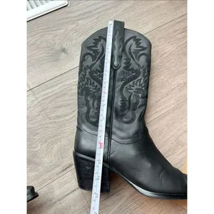 Black cowboy/cowgirl women’s size 7 boots real leather with rubber sole and heel thumbnail 3