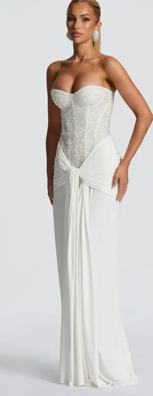 Babyboo white sequin maxi gown thumbnail 1