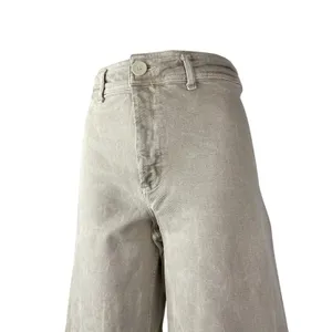 Zara Women's Beige Raw Frayed Hem High Rise Barrel Wide Leg Denim Jeans Pants 6 thumbnail 2