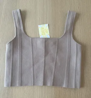 Revolve NWT All: Row The Farrah Top Ribbed Fitted Square Neck Crop Tank Top Medium thumbnail 1