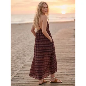 Free People Bohemian Beachy Retro 70s Floral Lace Lotus Maxi Dress Medium thumbnail 5