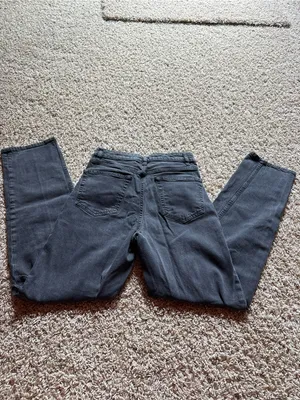 H&M Black High-Rise Distressed Button-Fly Jeans thumbnail 4