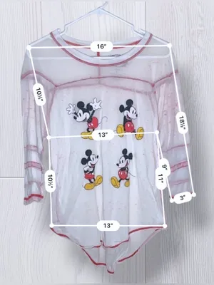 DISNEY Mickey Mouse Poses White & Red Contrast Stitch Long Sleeve Shirt thumbnail 7