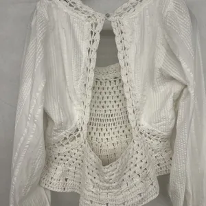 new sz Large L FREE PEOPLE MEGAN CROCHET TOP IVORY WHITE VICTORIAN OPEN BACK thumbnail 9