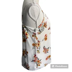 Socialite Cream Floral Lace Cami Tank Top Small thumbnail 4