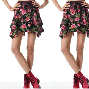 NWT ALICE + OLIVIA Zarya Asymmetrical Smocked Mini Skirt Cheri Floral Sz 2 $395‎ thumbnail 2