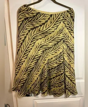Vintage Lauren Ralph Lauren Khaki Black Batik Tropical Palm Leaf Print Skirt thumbnail 1