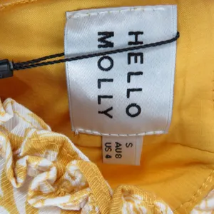 Hello Molly On The Moon Yellow White Floral Spaghetti Strap Mini Dress Small thumbnail 7