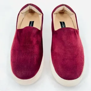 Steven Steve Madden Hilda Dark Red Velvet Platform Slip-on Sneakers Size 9.5 thumbnail 2