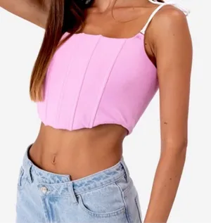 Adika Pink Corset Crop Top with Tie Straps thumbnail 1
