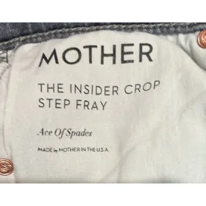 MOTHER TheInsider Crop Step Fray Jeans Ace‎ Of Spades Grey Distressed Size 25 XS thumbnail 6