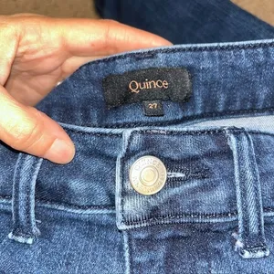 Quince Stretch High Rise Patch Pocket Wide Leg Jeans Midnight Blue 27‎ thumbnail 6
