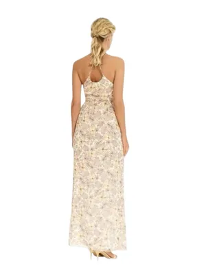 The Jetset Diaries TJD ⚘ Frangipani Maxi Dress ⚘ Gold Print ⚘ Large ⚘ Thigh Slit thumbnail 14
