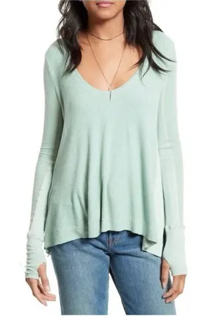We The Free Free People Malibu Thermal Top Green Size M thumbnail 1