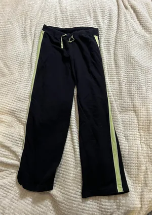 SB Active Petite Small Black Cotton Green Stripe Tie Yoga Pants thumbnail 1
