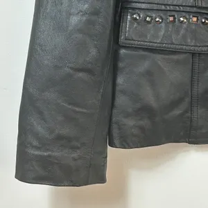 Sarah Kern Black Leather Studded Blazer Jacket Rocker Moto Edgy thumbnail 9