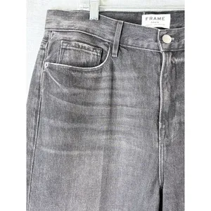 FRAME Denim Gray Wash Wide Leg‎ High Rise Jeans Size 32 Los Angeles thumbnail 2