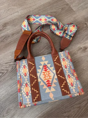 Wrangler Aztec Blue Western Tote Bag Crossbody Purse thumbnail 4