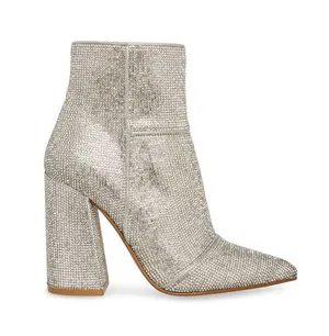 Steve Madden Silver Rhinestone Sparkle Bling Nola Bootie Heels Boots thumbnail 2