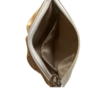 Coach Signature Jacquard Wristlet Women Small Cream‎ Gold Pleated Monogram Bag thumbnail 3
