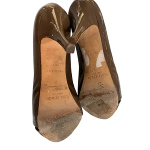 Kate Spade New York Patent Leather Pump Heels Size 6 Brown Peep Toe Women Italy thumbnail 6
