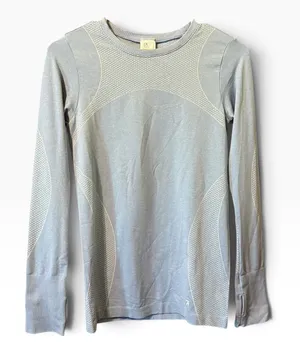GapFit Motion Long Sleeve Active Top Small Blue Mesh Thumbhole Running Shirt thumbnail 1