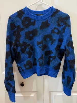 Rag & Bone Blue Leopard Print Mohair Sweater Size Small thumbnail 2