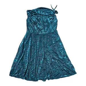 Urban Outfitters NWT 53Y UO‎ Lexi Dress Mini Teal Turquoise Velvel Burnout XS thumbnail 3
