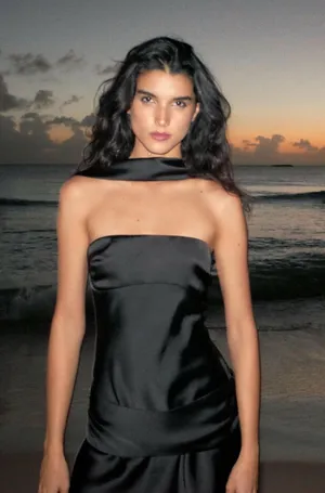 BNWT Zara Black Satin Effect Scarf Dress thumbnail 1