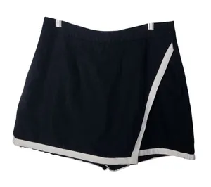 Scoop Black White Trim Linen Blend Side Zip Wrap Casual Skort Size Small 4-6 thumbnail 1
