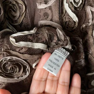 Vintage Y2K Brown Textured Tulle Babydoll V Neck Sleeveless Dress‎ Boho Indie LG thumbnail 6