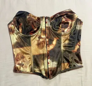 Dolls Kill Gold and Brown Renaissance inspired corset top thumbnail 1